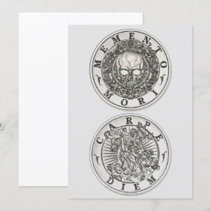 Memento Mori Carpe Diem Silver Round Invitation
