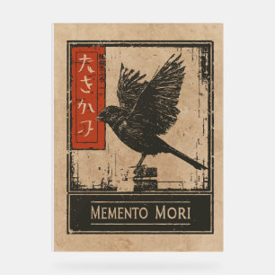 Memento Mori Crow Art   Wabi Sabi Stoic Design Acrylic Sign