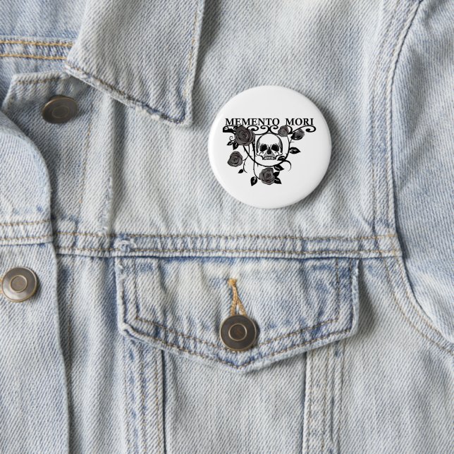 memento mori flower 6 cm round badge (In Situ)