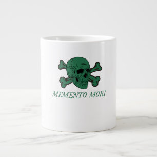Memento Mori Forest Green Skull and Crossbones Large Coffee Mug