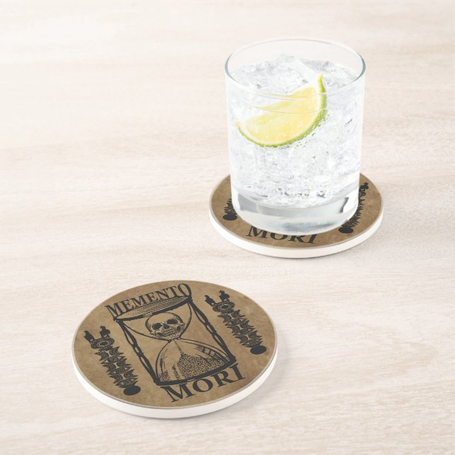 Memento mori hourglass skull coaster (Side)