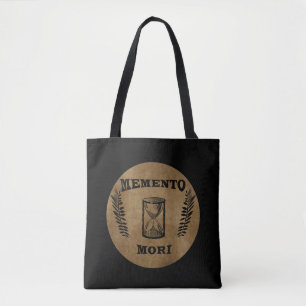 Memento mori hourglass tote bag