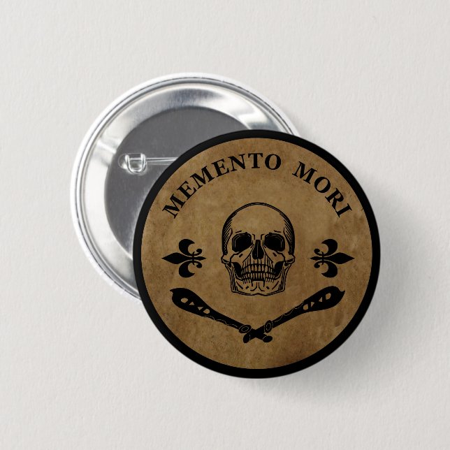 memento mori, latin phrase 6 cm round badge (Front & Back)