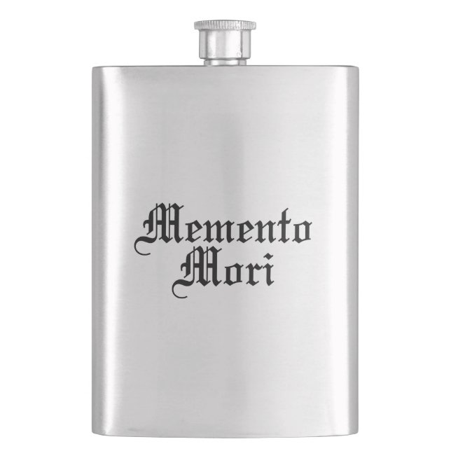 Memento Mori - Latin Phrase Hip Flask (Front)