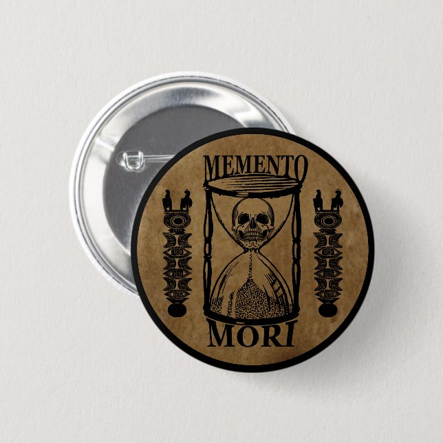 memento mori, latin quotes 6 cm round badge (Front & Back)