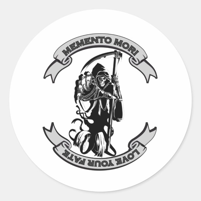 MEMENTO MORI Love Your Fate Grim Reaper Classic Round Sticker (Front)