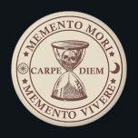 Memento mori memento vivere magnet<br><div class="desc">Memento mori is a Latin phrase meaning 'remember you must die'The basic idea of this philosophy is that if people remember their inescapable deaths, they will lead more sober lives, live in the present, and take advantage of opportunities rather than postpone them 'til “tomorrow.” All of which are mostly good...</div>