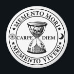 Memento mori memento vivere magnet<br><div class="desc">Memento mori is a Latin phrase meaning 'remember you must die'The basic idea of this philosophy is that if people remember their inescapable deaths, they will lead more sober lives, live in the present, and take advantage of opportunities rather than postpone them 'til “tomorrow.” All of which are mostly good...</div>