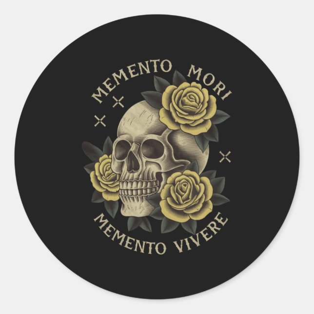 Memento Mori Memento Vivere _ Philosophy &amp; Lat Classic Round Sticker (Front)