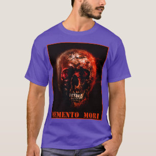 Memento Mori Orange Flaming Skull With Lightning T-Shirt