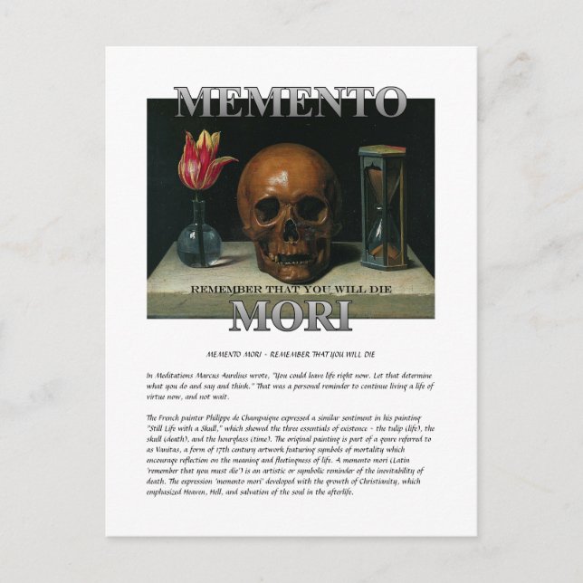 Memento Mori - Remember that you will die Postcard (Front)