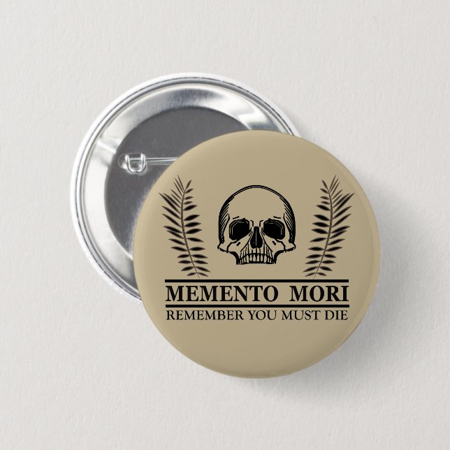 Memento mori skull 6 cm round badge (Front & Back)
