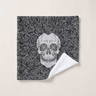 Memento Mori! Skull and Roses, Hand Drawn Bath Towel Set