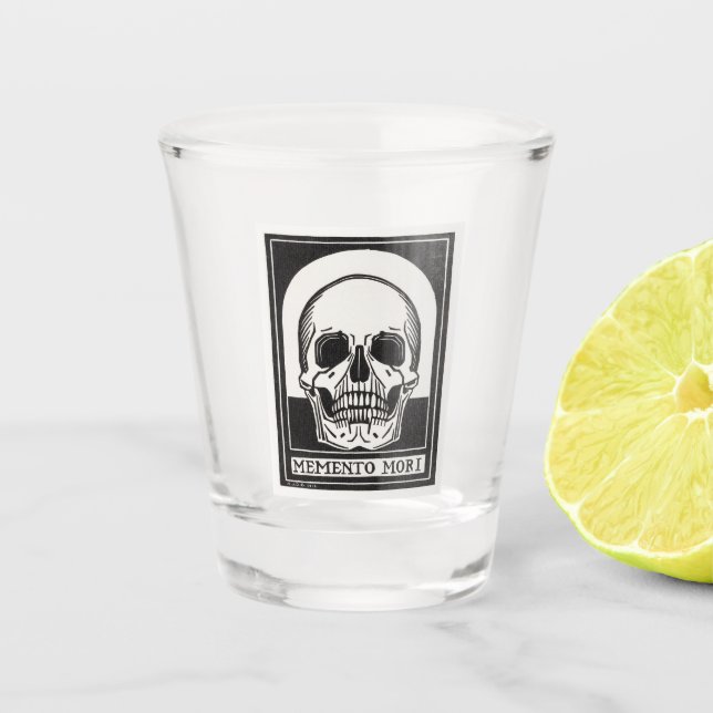 Memento Mori Skull Art Shot Glass (Front)