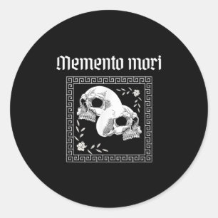 Memento Mori Skull Stoic Philosophy Men Women Lati Classic Round Sticker