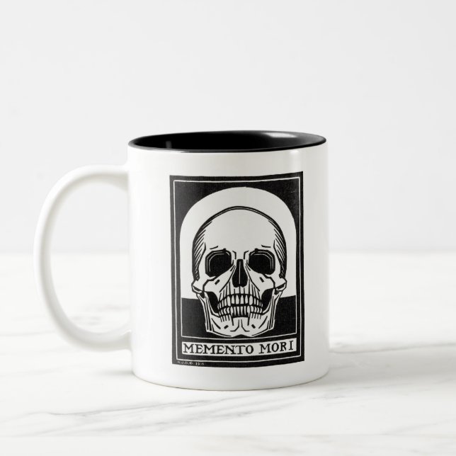 Memento Mori Skull Two-Tone Coffee Mug (Left)
