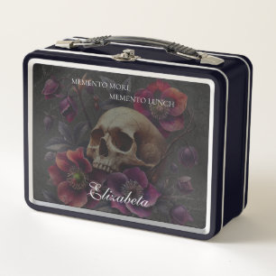Memento Mori Skull With Flowers Metal Lunch Box