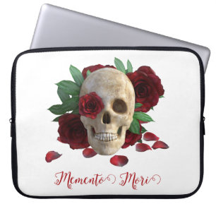 Memento Mori. Skull with red roses Laptop Sleeve