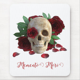 Memento Mori. Skull with red roses Mouse Mat
