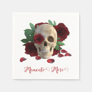 Memento Mori. Skull with red roses Napkin
