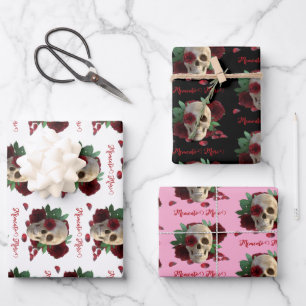 Memento Mori. Skull with red roses Wrapping Paper Sheet