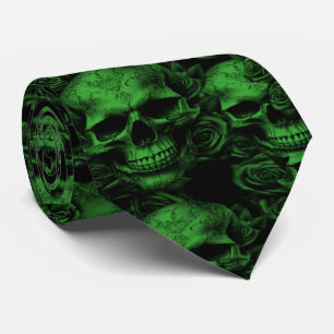 Memento Mori Skulls Green Tie
