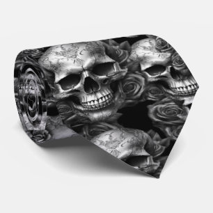Memento Mori Skulls Silver Tie