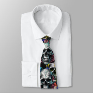 Memento Mori Skulls Tie
