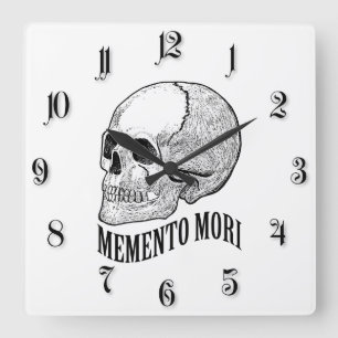 Memento mori square wall clock