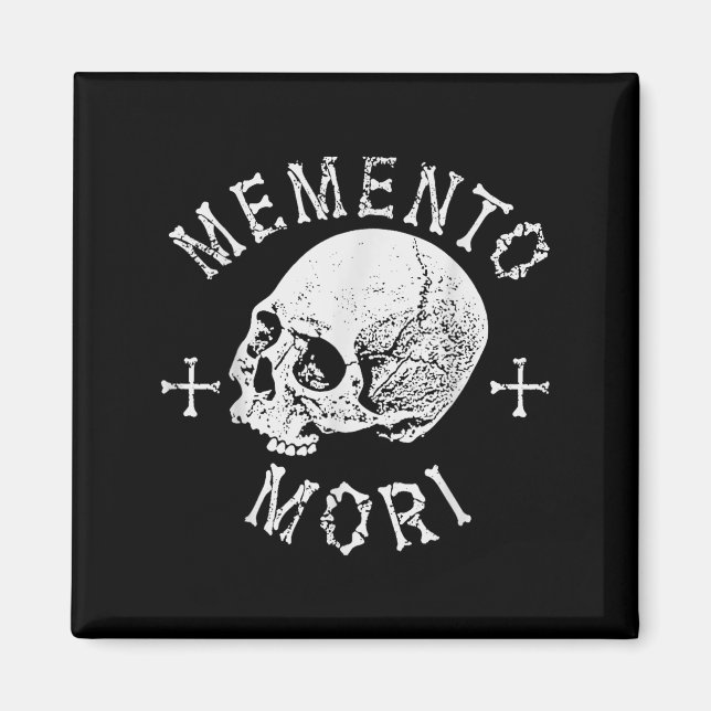 Memento Mori Stoic Remember Death Skull Bones Tatt Magnet (Front)