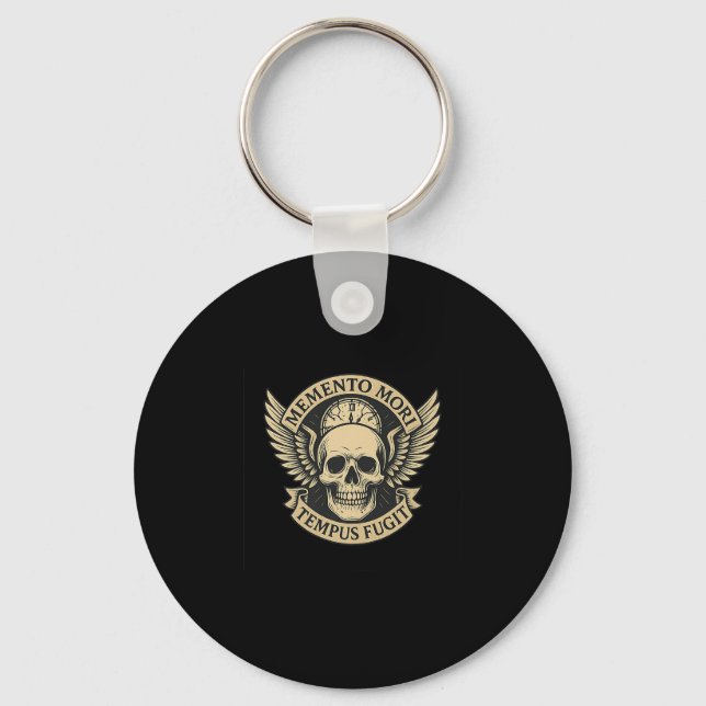 Memento Mori Tempus Fugit Latin Stoic Quote Premiu Key Ring (Front)
