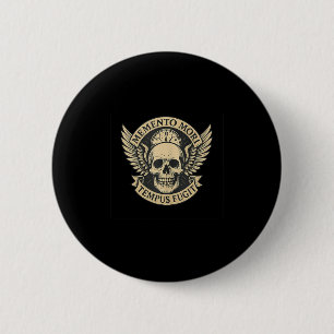 Memento Mori Tempus Fugit Latin Stoic Quote Tank T 6 Cm Round Badge