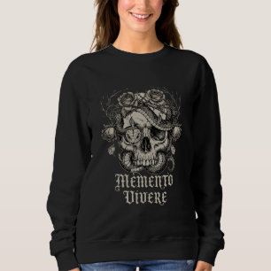 Memento Vivere Gothic Skull with Snake and Roses Sweatshirt