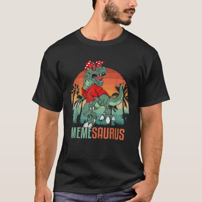 Memesaurus T Rex Meme Saurus Dinosaur Wearing Sung T-Shirt (Front)