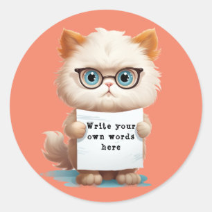 Memo cat classic round sticker