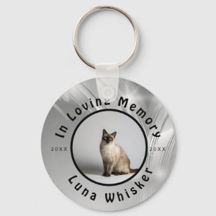 Memorable Cat Photo Circle Frame Art Key Ring