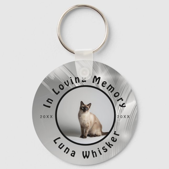 Memorable Cat Photo Circle Frame Art Key Ring (Front)