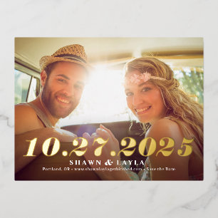 Memorable Date FOIL Save The Date Postcard