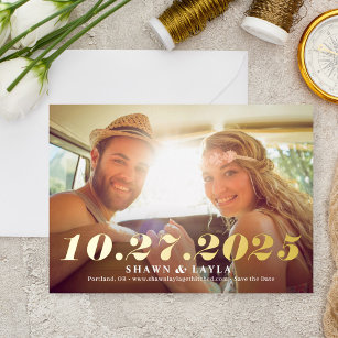 Memorable Date FOIL Wedding Save The Date Card