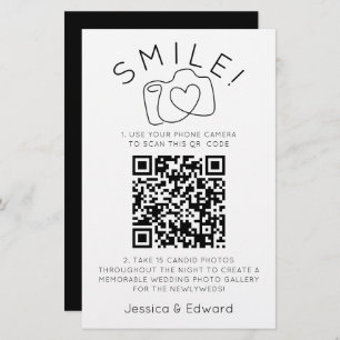 Memorable Photos Qr Code Black Chic Modern Wedding Stationery