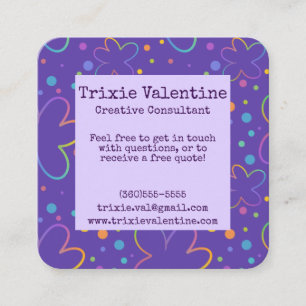 Memorable Purple Business Cards with Flowers