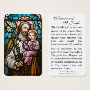 Memorare Prayer  St. Joseph & Jesus Holy Card