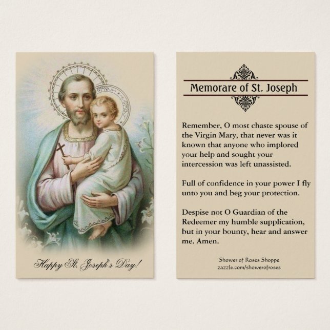 Memorare Prayer  St. Joseph & Jesus Holy Card (Front & Back)