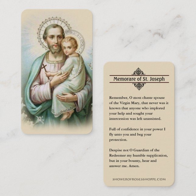 Memorare Prayer  St. Joseph & Jesus Holy Card (Front/Back)