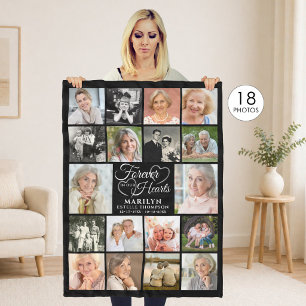 Memorial 18 Photo Collage Forever in our Hearts Fleece Blanket