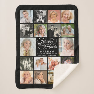 Memorial 18 Photo Collage Forever in our Hearts Sherpa Blanket