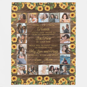 Memorial 18 Photo Hug From Heaven Rustic Sunflower Fleece Blanket