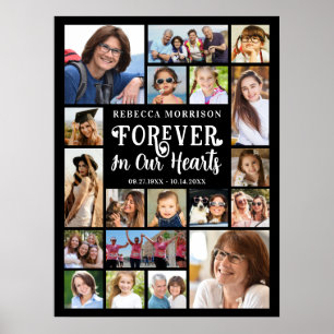 Memorial 19 Photo Collage Forever In Our Hearts Poster