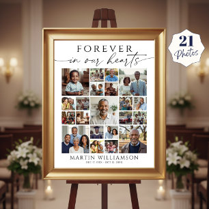 Memorial 21 Photo Collage Forever in our Hearts Poster
