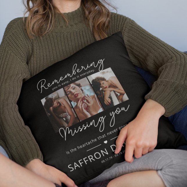 Memorial 3 Photo Tribute Cushion (Creator Uploaded)